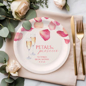 Blush Pink Petals en Prosecco Vrijgezellenfeest Papieren Bordje