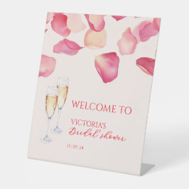 Blush Pink Petals & Prosecco Vrijgezellenfeest Wel Reclamebord Met Voetstuk