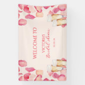 Blush Pink Petals & Prosecco Vrijgezellenfeest Wel Spandoek (Verticaal)