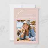 Blush Pink Photo Graduation party Save The Date (Voorkant)