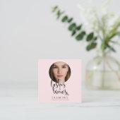 Blush Pink Photo Lashes & Brows QR Code Square Vierkante Visitekaartje (Staand voorkant)
