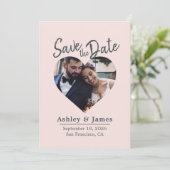 Blush Pink Photo Modern Script Save the Date (Staand voorkant)