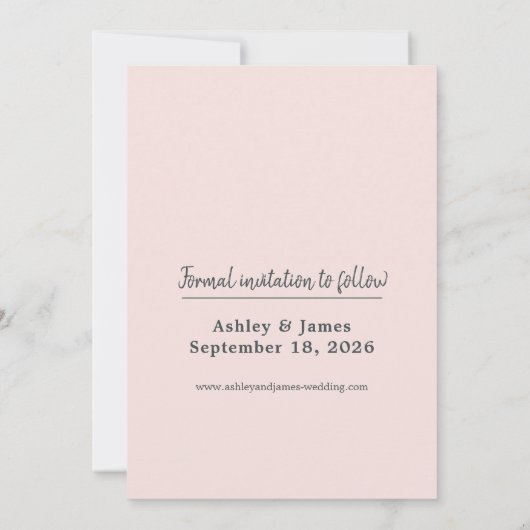 Blush Pink Photo Modern Script Save the Date (Achterkant)
