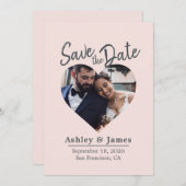 Blush Pink Photo Modern Script Save the Date (Voorkant / Achterkant)