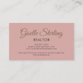 Blush Pink Photo Monogram Realtor Luxury Visitekaartje (Achterkant)