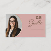 Blush Pink Photo Monogram Realtor Luxury Visitekaartje (Voorkant)