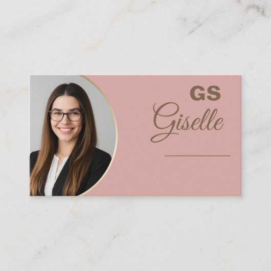 Blush Pink Photo Monogram Realtor Luxury Visitekaartje (Voorkant)