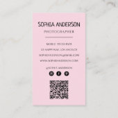 Blush Pink Photographe Photo with QR Code Visitekaartje (Achterkant)