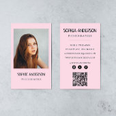 Blush Pink Photographe Photo with QR Code Visitekaartje