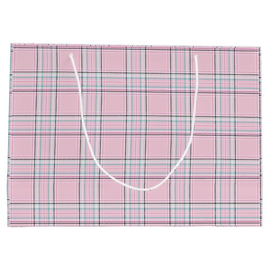 Blush Pink Plaid Grote Gift Bag Groot Cadeauzakje (Achterkant)