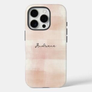 Blush Pink Plaid Stripes iPhone 16 Pro Hoesje