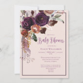 Blush Pink, Plum en Gold Floral Baby shower Kaart (Voorkant)