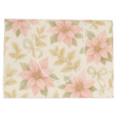Blush Pink Poinsettia Holiday Gift Bag Groot Cadeauzakje (Achterkant)