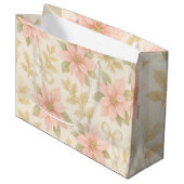 Blush Pink Poinsettia Holiday Gift Bag Groot Cadeauzakje (Voorkant Gekanteld)