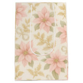 Blush Pink Poinsettia Holiday Gift Bag Medium Cadeauzakje (Achterkant)