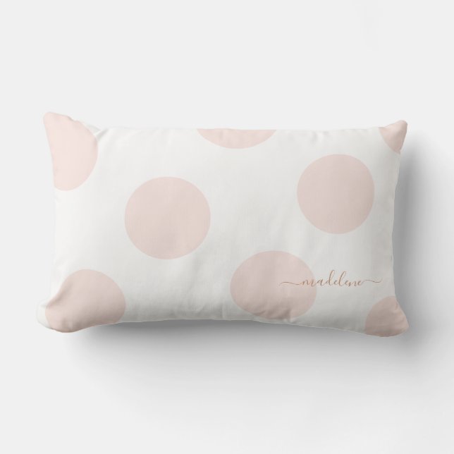 Blush Pink Polka Dot Personated Pillow Kussen (Voorkant)