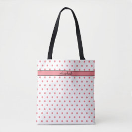 Blush Pink Polka Dots Gepersonaliseerde Canvas tas