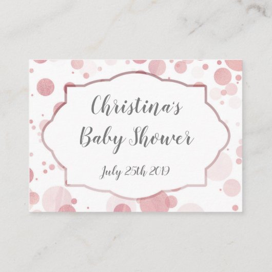 Blush Pink Polka Dots "Registry" Baby Meisje Douch Informatiekaartje (Achterkant)
