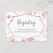 Blush Pink Polka Dots "Registry" Baby Meisje Douch Informatiekaartje (Voorkant)