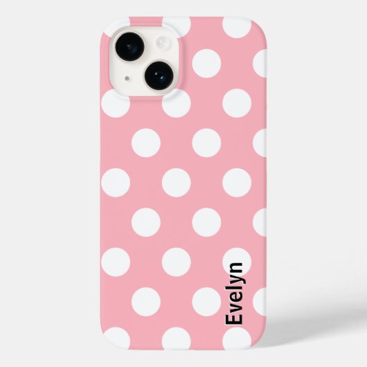 Blush Pink Polka Dots Wit gestippeld patroon Case-Mate iPhone Case (Achterkant)