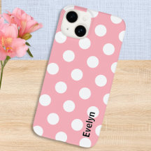 Blush Pink Polka Dots Wit gestippeld patroon