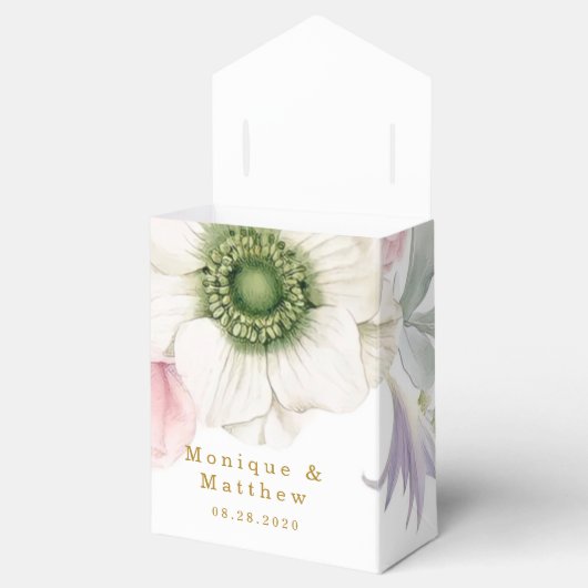 Blush Pink Pony White Anemone Flower Gold Weddensc Bedankdoosjes (Geopend)