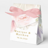 Blush Pink Pony White Anemone Flower Gold Weddensc Bedankdoosjes (Voorkant Zijde)