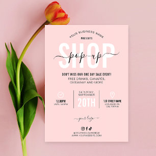 Blush Pink Pop-up Shop Marketing Flyer Markt Dag Kaart