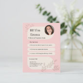 Blush Pink Postpartum Doula Professional Design Briefkaart (Staand voorkant)