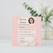 Blush Pink Postpartum Doula Professional Design Feestdagenkaart (Staand voorkant)