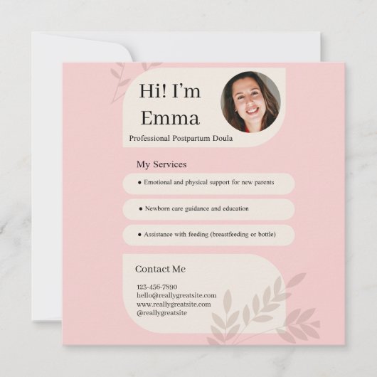 Blush Pink Postpartum Doula Professional Design Feestdagenkaart (Voorkant)