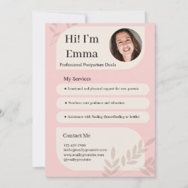Blush Pink Postpartum Doula Professional Design Feestdagenkaart