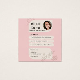 Blush Pink Postpartum Doula Professional Design Vierkante Visitekaartjes