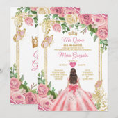 Blush Pink Princess Quinceañera Butterfly Floral Kaart (Voorkant / Achterkant)