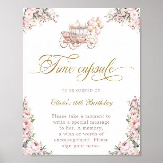 Blush Pink Princess Time Capsule Verjaardag Poster (Voorkant)