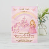 Blush Pink Prinses Verjaardag Uitnodiging (Staand voorkant)