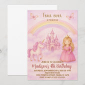 Blush Pink Prinses Verjaardag Uitnodiging (Voorkant / Achterkant)