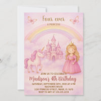 Blush Pink Prinses Verjaardag Uitnodiging