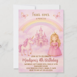 Blush Pink Prinses Verjaardag Uitnodiging