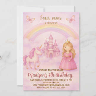 Blush Pink Prinses Verjaardag Uitnodiging