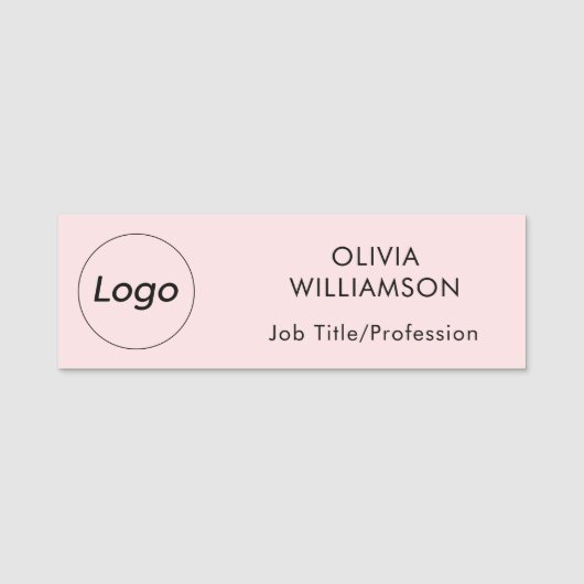 Blush Pink Professional Company Logo Naamplaatje (Voorkant)