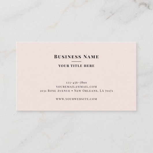 Blush Pink Professional Elegant Monogram Visitekaartje (Achterkant)