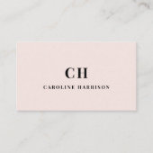Blush Pink Professional Elegant Monogram Visitekaartje (Voorkant)