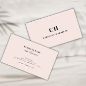 Blush Pink Professional Elegant Monogram Visitekaartje