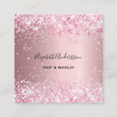 Blush pink profiel foto qr code vierkante visitekaartje (Voorkant)