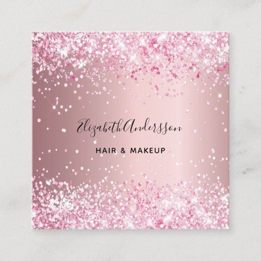 Blush pink profiel foto qr code vierkante visitekaartje (Voorkant)