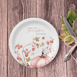 Blush Pink Pumpkin Autumn Harvest Baby shower Papieren Bordje