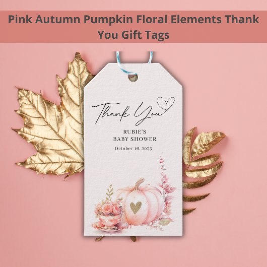 Blush Pink Pumpkin Bloemen Dank u Cadeaulabel
