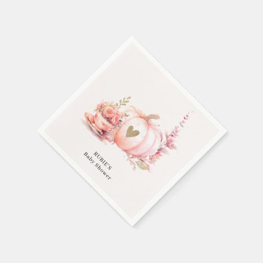 Blush Pink Pumpkin Bloemen Goud Hart Servet (Hoek)