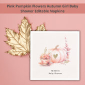 Blush Pink Pumpkin Bloemen Goud Hart Servet
